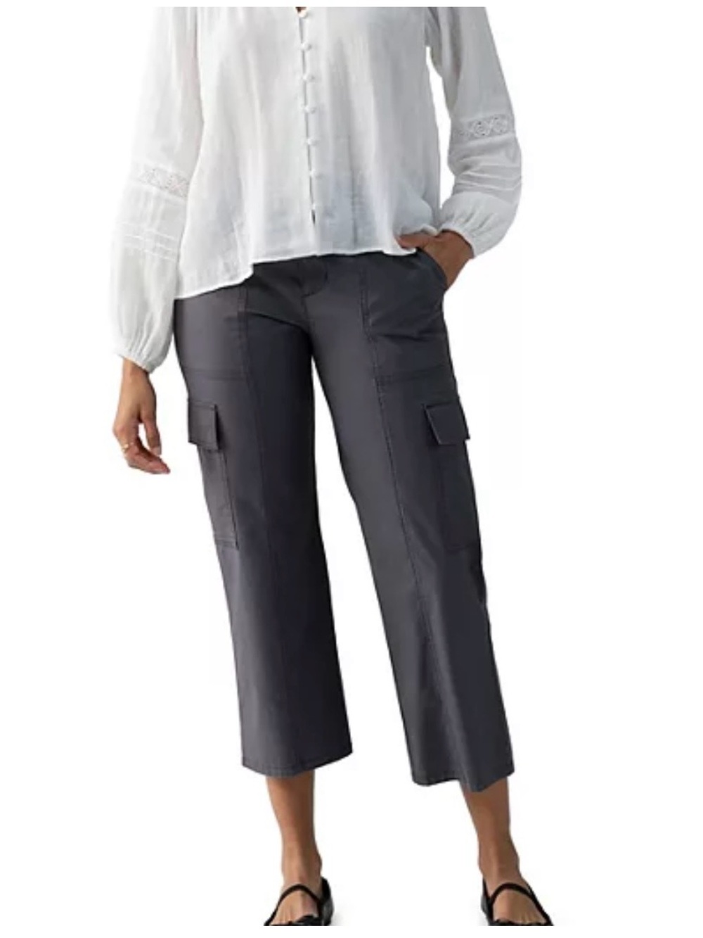 NWT Social Standard by Sanctuary Portside Cargo Crop Pant - Washed Black XL